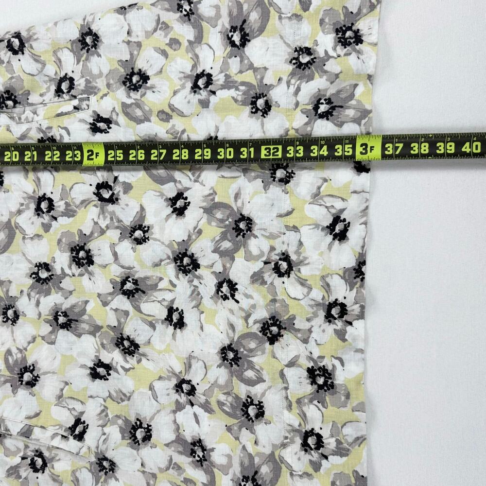 J Jill Floral 100% Linen Tank Dress Women's Large Petite White Gray Yellow - Picture 13 of 14